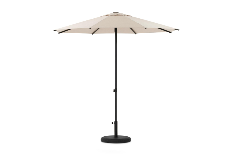 Umbria staanparasol in zwart aluminium met beige all weather sunbrella® luxe parasoldoek - (met voet)