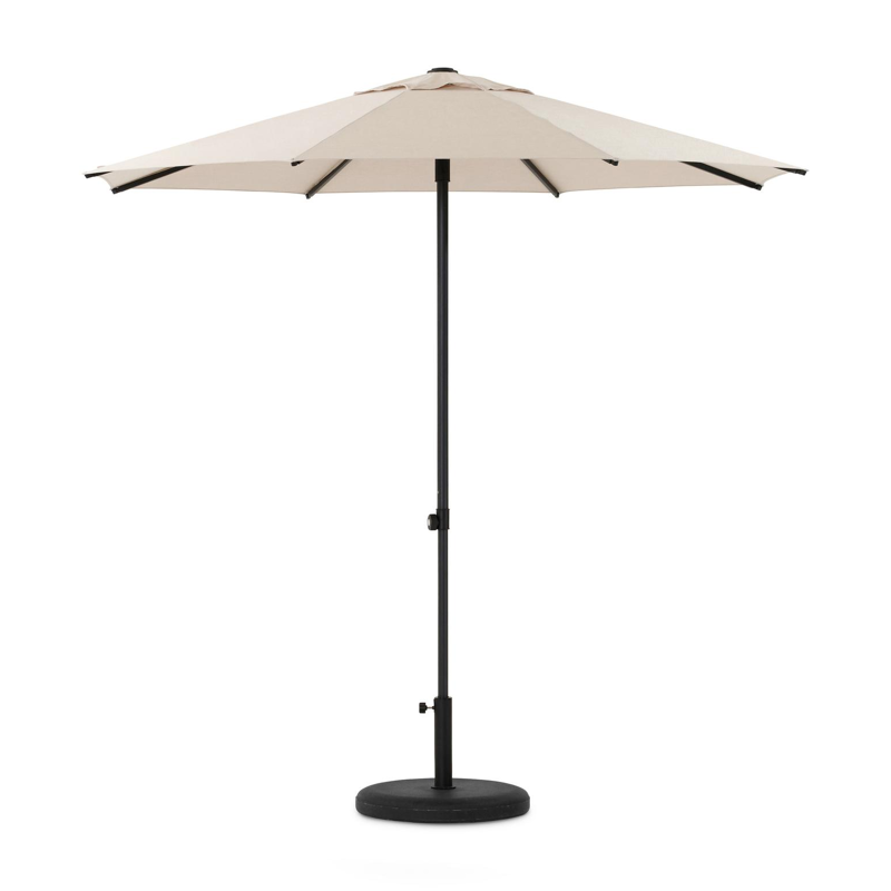 Umbria staanparasol in zwart aluminium met beige all weather sunbrella® premium parasoldoek - Dia. 250 cm (met voet)