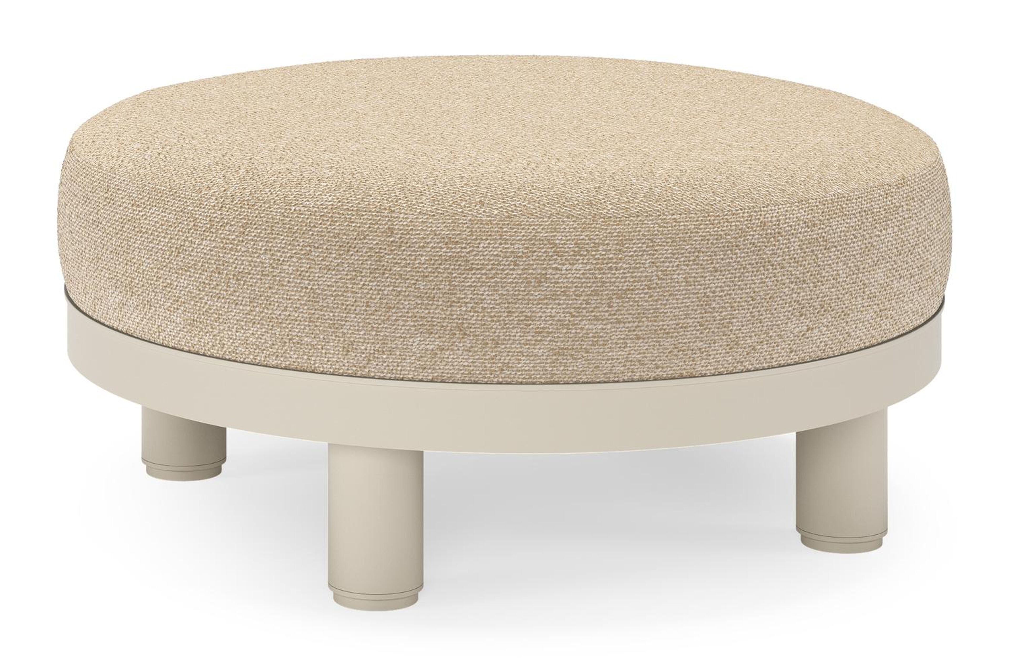 Salon de jardin pouf Donato en aluminium beige et coussins en all weather cosytica Madagascar Oak