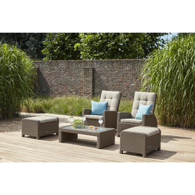 Roma loungeset bruin-lichtbruin - wicker en polyester - 1 persoon