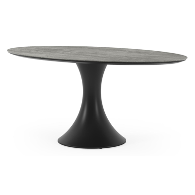 Fano tuintafel ovaal in zwart aluminium en volkeramiek aspen grey - L 180 x B 110 x H 75 cm
