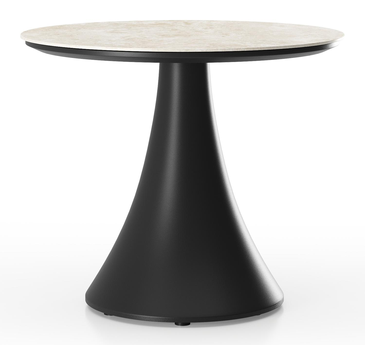 Fano low dining loungetafel rond in zwart aluminium en volkeramiek Rapolano - Dia. 85 x H 55 cm