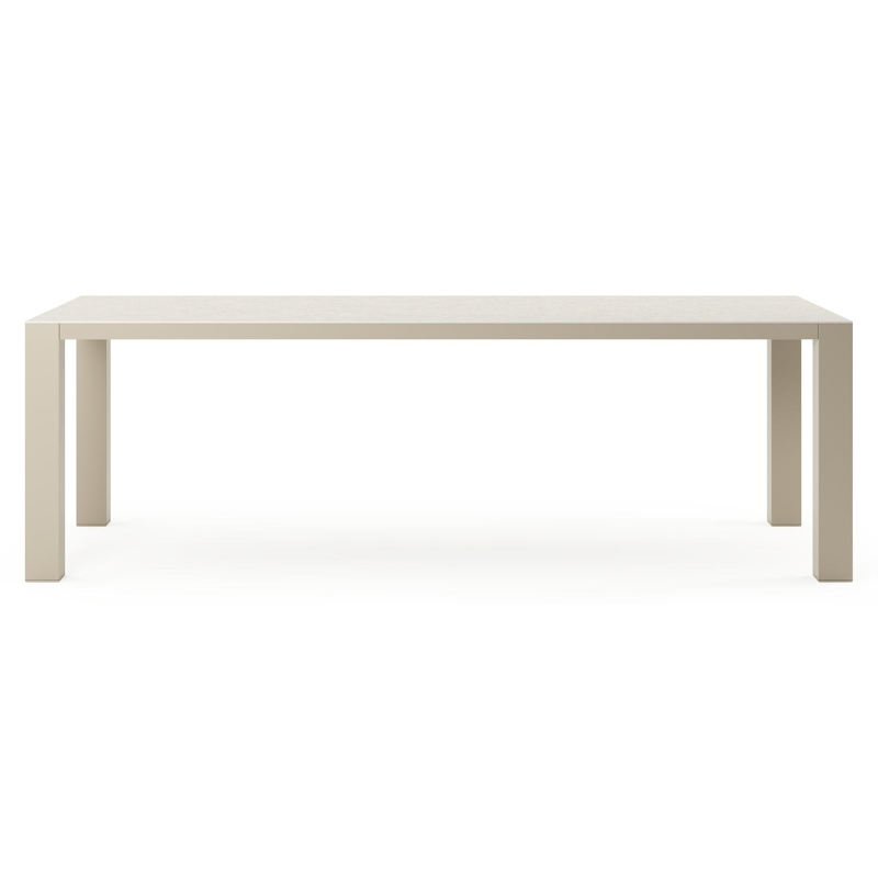 Table de jardin Nano rectangulaire en aluminium beige et céramique pleine Shilin Lg. 240 x Lrg. 100 x Haut. 75 cm