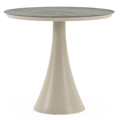 Fano tuintafel rond in beige aluminium en volkeramiek Aspen Grey - Dia. 85 x H 75 cm