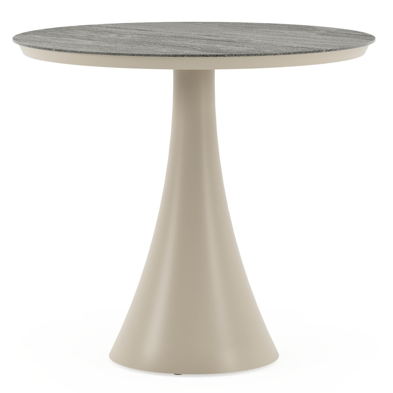 Fano tuintafel rond in beige aluminium en volkeramiek Aspen Grey - Dia. 85 x H 75 cm
