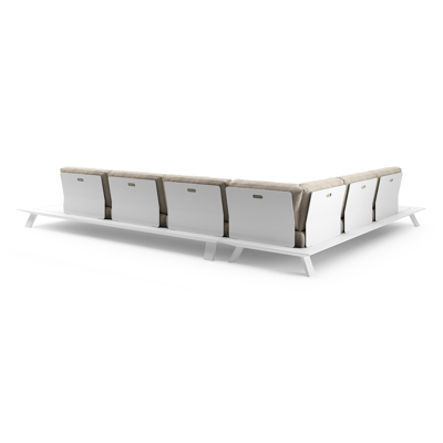 Cesano loungehoek in wit aluminium met bora desert all weather Cosytica kussen