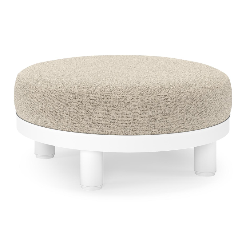 Donato lounge poef in wit aluminium met All Weather Cosytica Catania Beige kussen