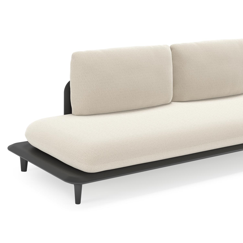 Bomero loungehoek in zwart aluminium met lopi marble all weather sunbrella® luxe kussen