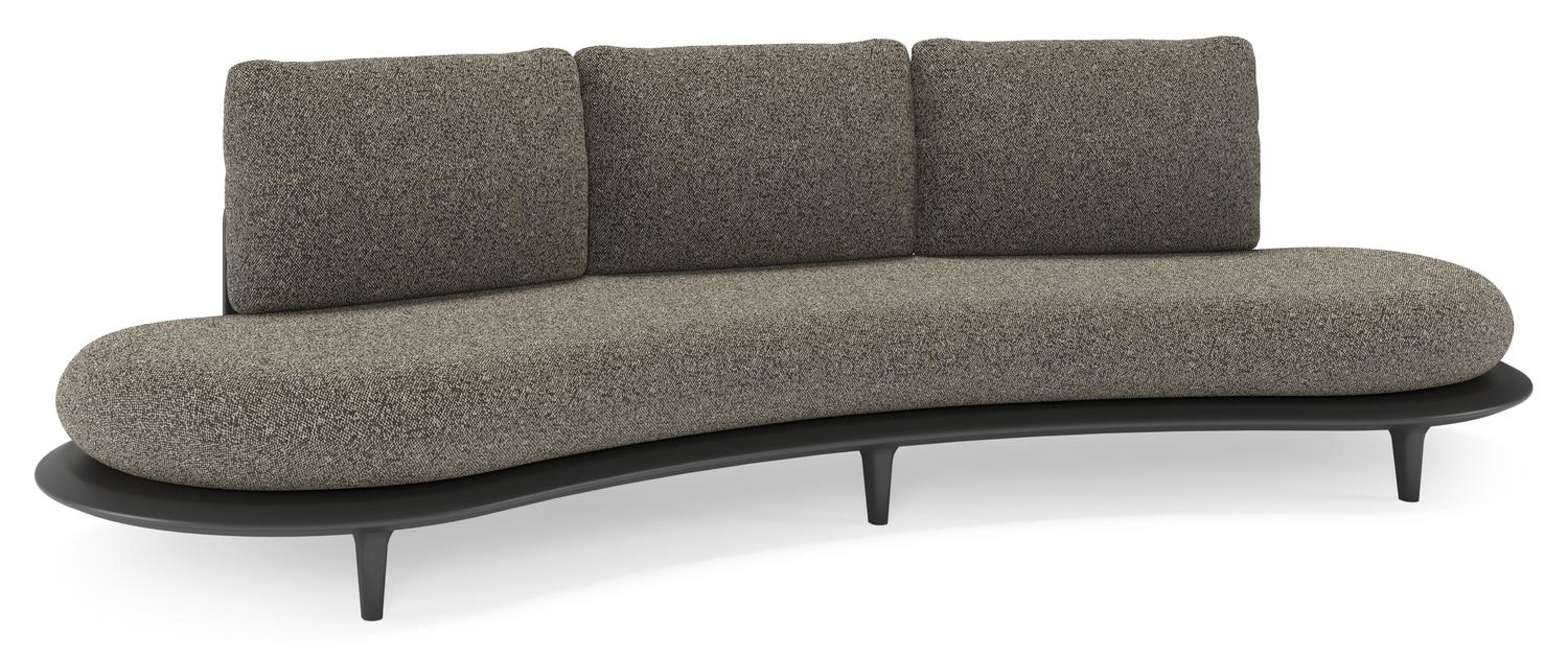 Canape de jardin Bomero en aluminium noir et coussins en all weather cosytica marbella tunder