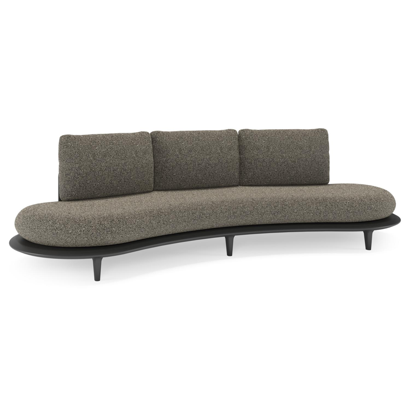 Canape de jardin Bomero en aluminium noir et coussins en all weather cosytica marbella tunder