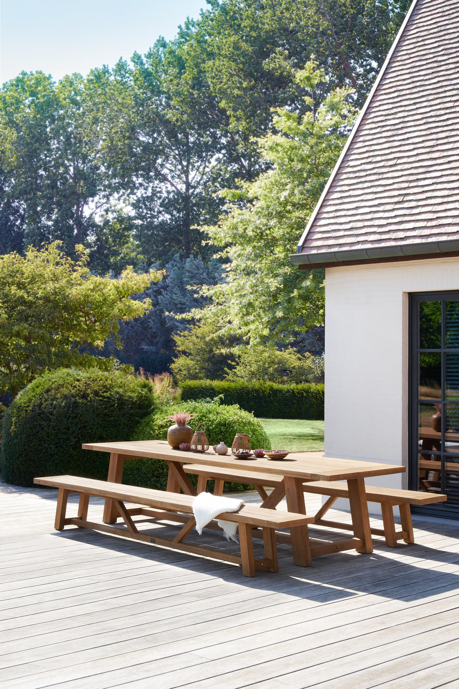 Beauville bank gerecycleerd in teak voor 6 tot 8 personen - B 330 x D 40 x H 45 cm