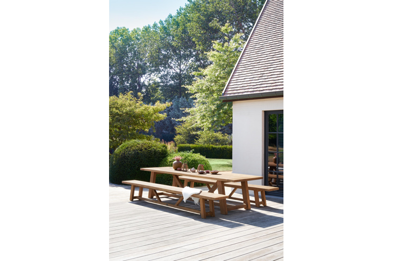 Beauville bank gerecycleerd in teak voor 6 tot 8 personen - B 330 x D 40 x H 45 cm