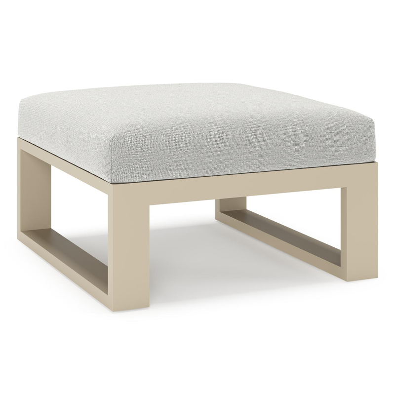 Verato poef in beige aluminium met savane nimbus all weather sunbrella® luxe kussen