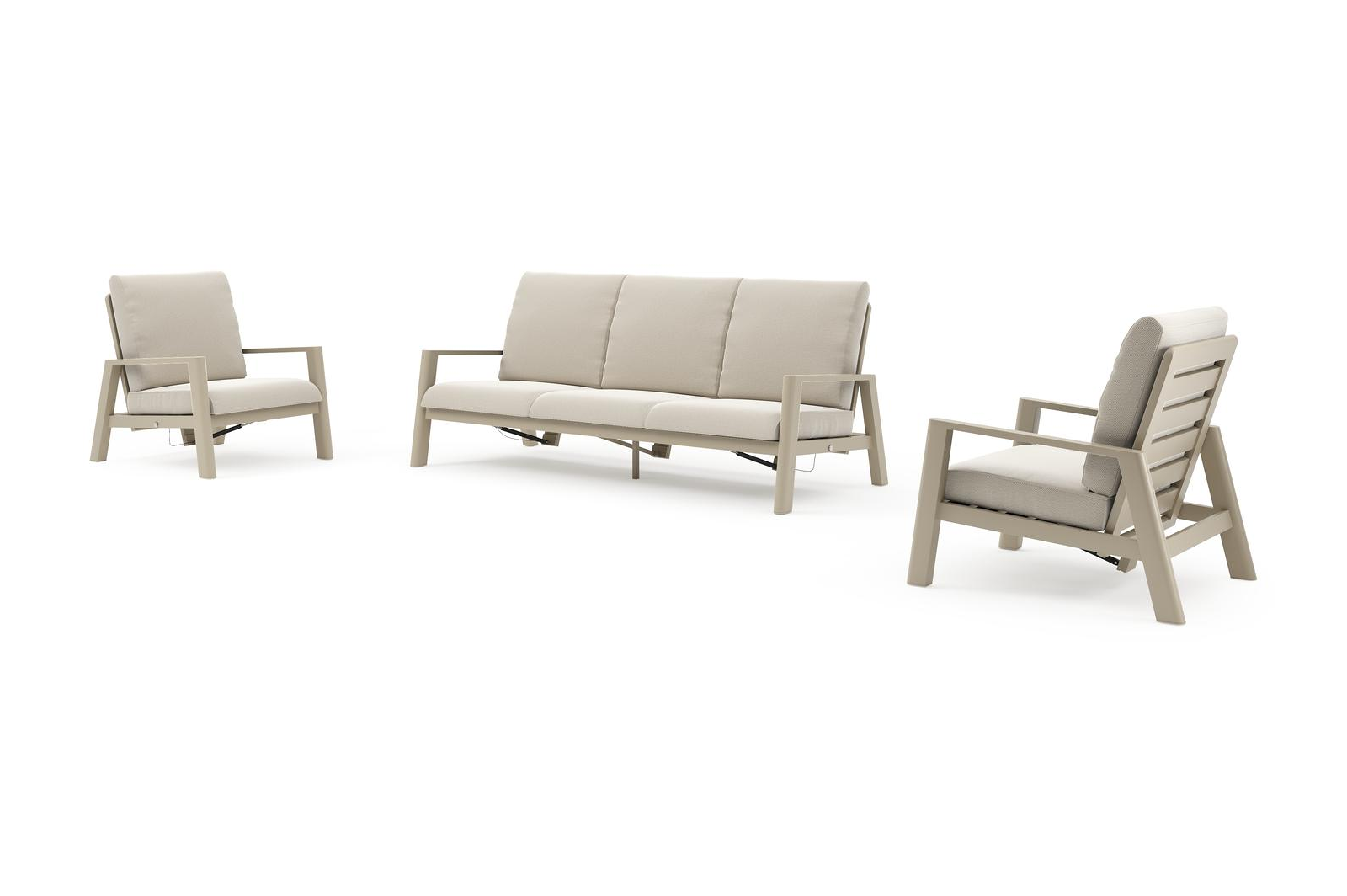 Cirello loungeset in beige aluminium met lopi marble all weather sunbrella® luxe kussen