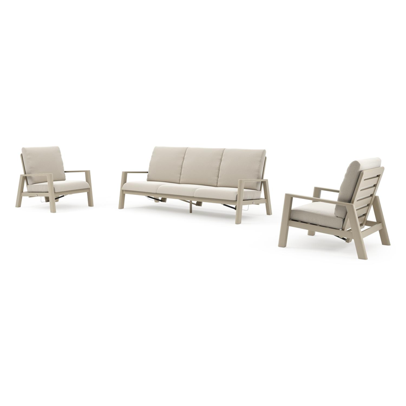 Cirello loungeset in beige aluminium met lopi marble all weather sunbrella® luxe kussen