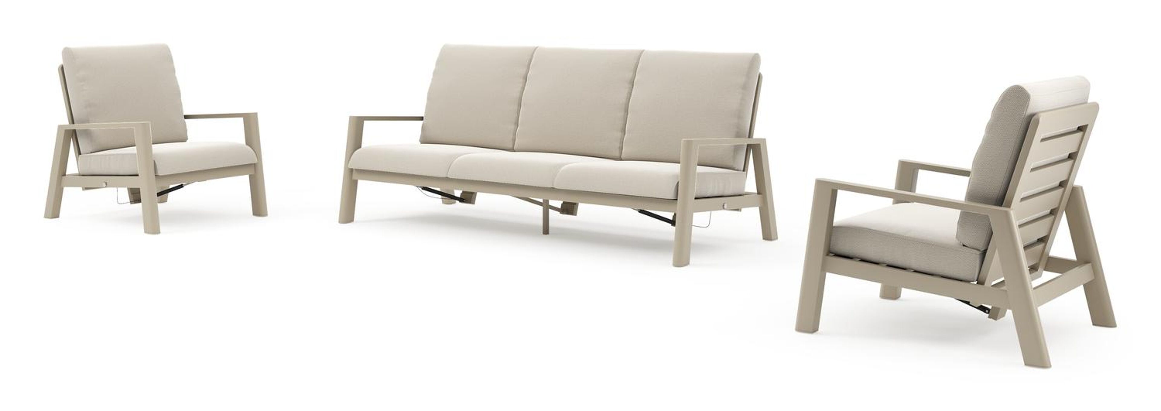 Cirello loungeset in beige aluminium met lopi marble all weather sunbrella® luxe kussen