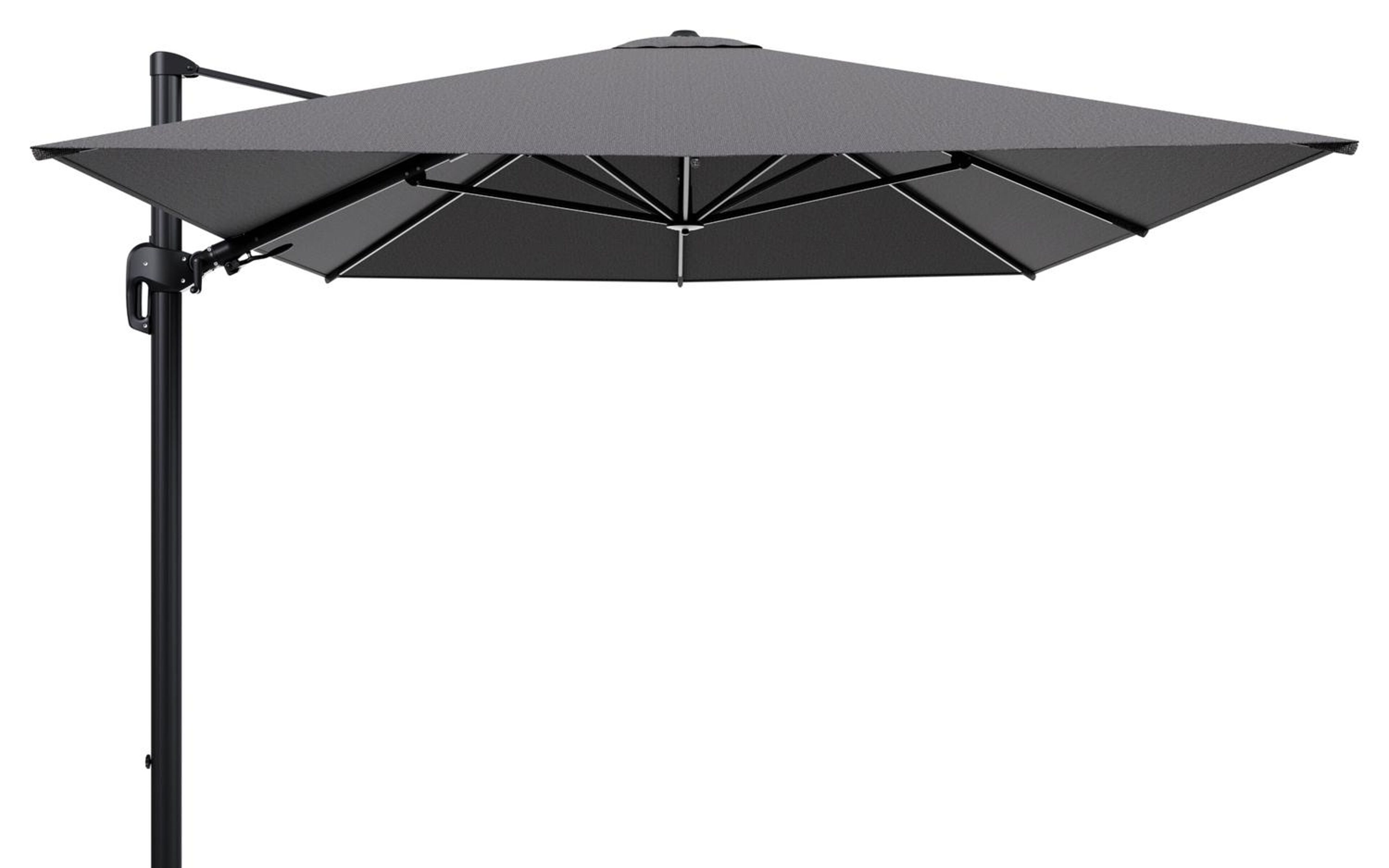 Rufina zweefparasol tiltfunctie in zwart aluminium en parasoldoek in All Weather Solica Firenze Tunder  - L1 400 x L2 300 cm (zonder voet) (zonder voet)