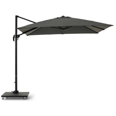 Parasol pendant Calpe en aluminium noir et toile de parasol Weather+ Softtouch noir - Lg.1 249 x Lg.2 270 cm avec pied de parasol Calpe 70 kg
