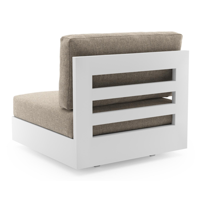 Como loungestoel in wit aluminium met chartres pewter all weather sunbrella® luxe kussen