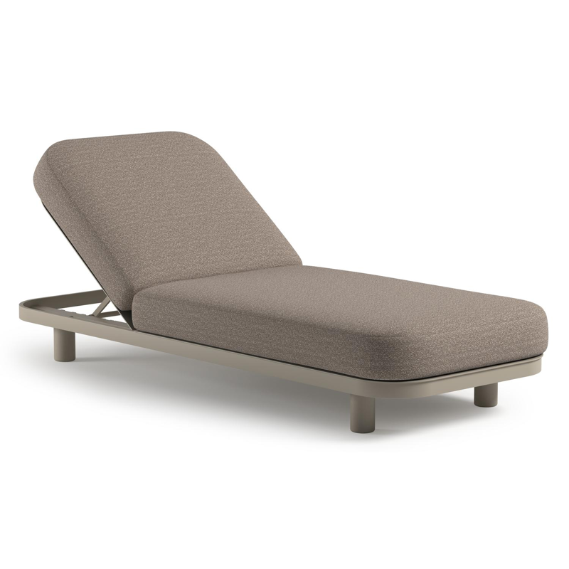 Chaise longue réglable Donato en aluminium beige avec All Weather Sunbrella® luxe wander manioc coussin
