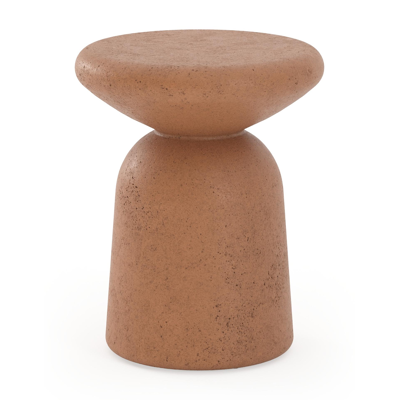 Table d'appoint Globo en béton brun rouille - Diam. 42 x Haut. 47 cm