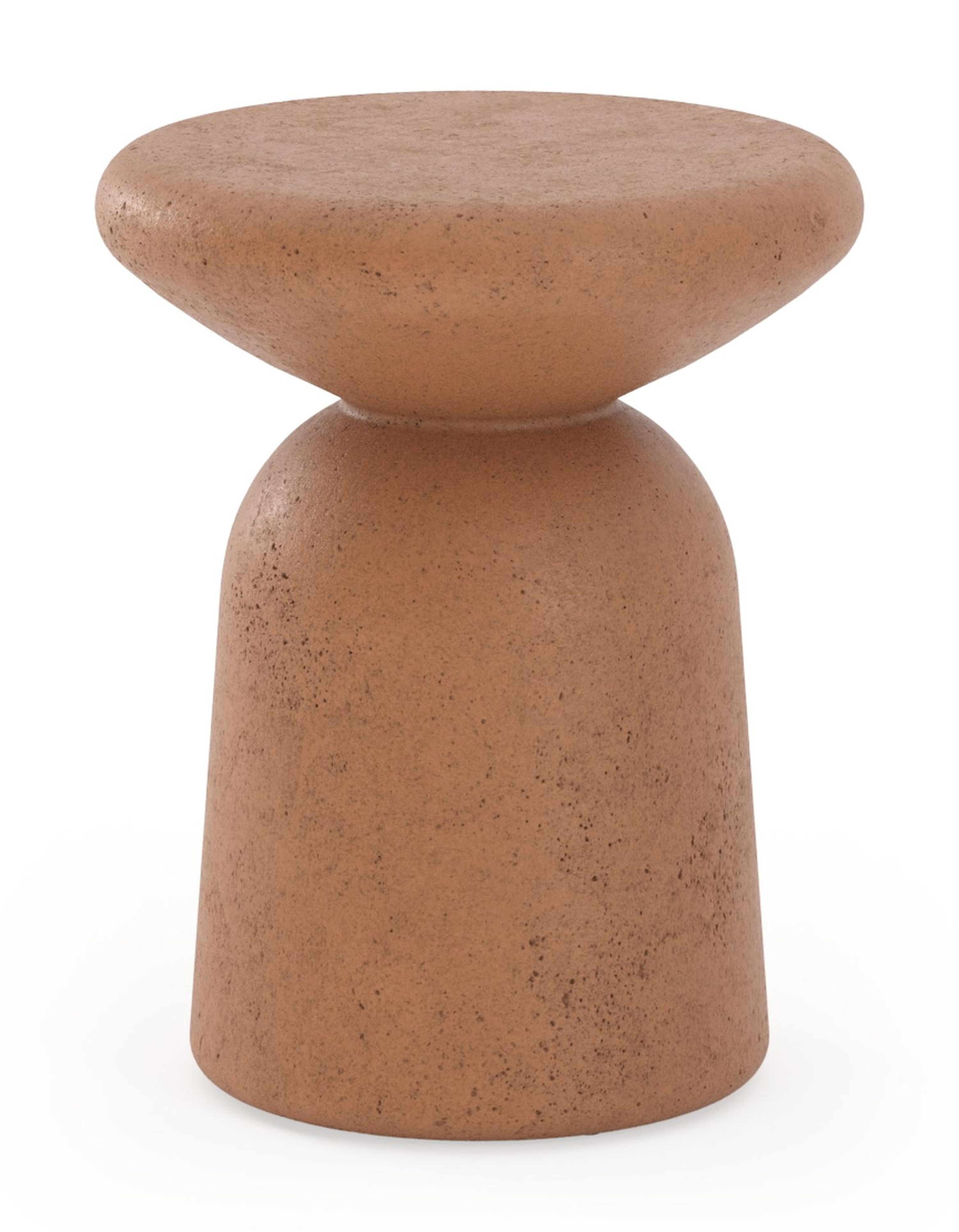 Table d'appoint Globo en béton brun rouille - Diam. 42 x Haut. 47 cm