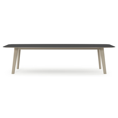Table de jardin Lacrima forme de bateau en aluminium beige et céramique pleine Nero Black - Lg. 315 x Lrg. 115 x Haut. 73 cm