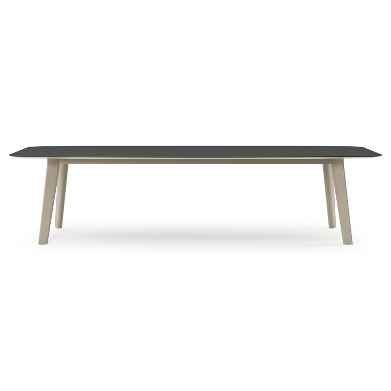 Lacrima tuintafel bootvorm in beige aluminium en volkeramiek Nero Black - L 315 x B 115 x H 73 cm