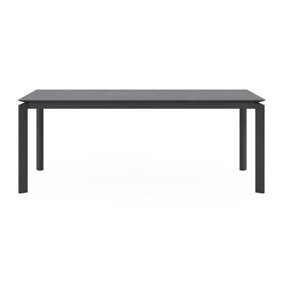 Cirello tuintafel in zwart aluminium en volkeramiek pierre bleue - L 200 x B 100 x H 76 cm