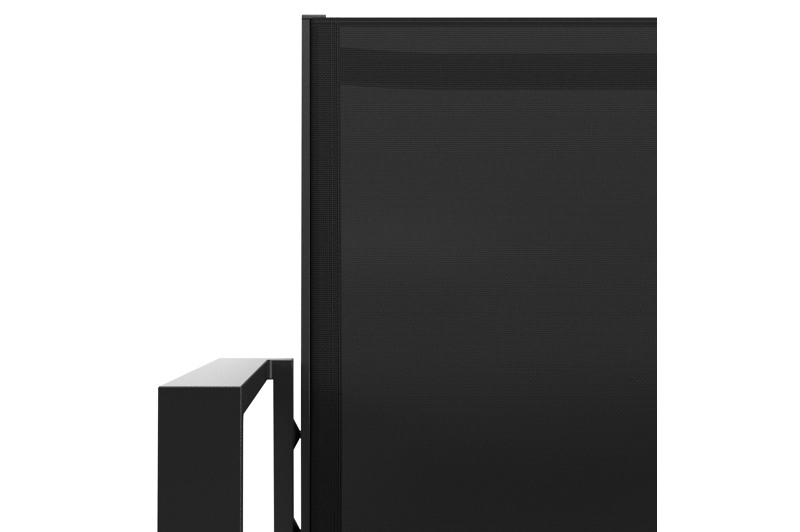 Tora tuinset rond in zwart aluminium en sintered stone zwart met 4 Bahia tuinstoelen