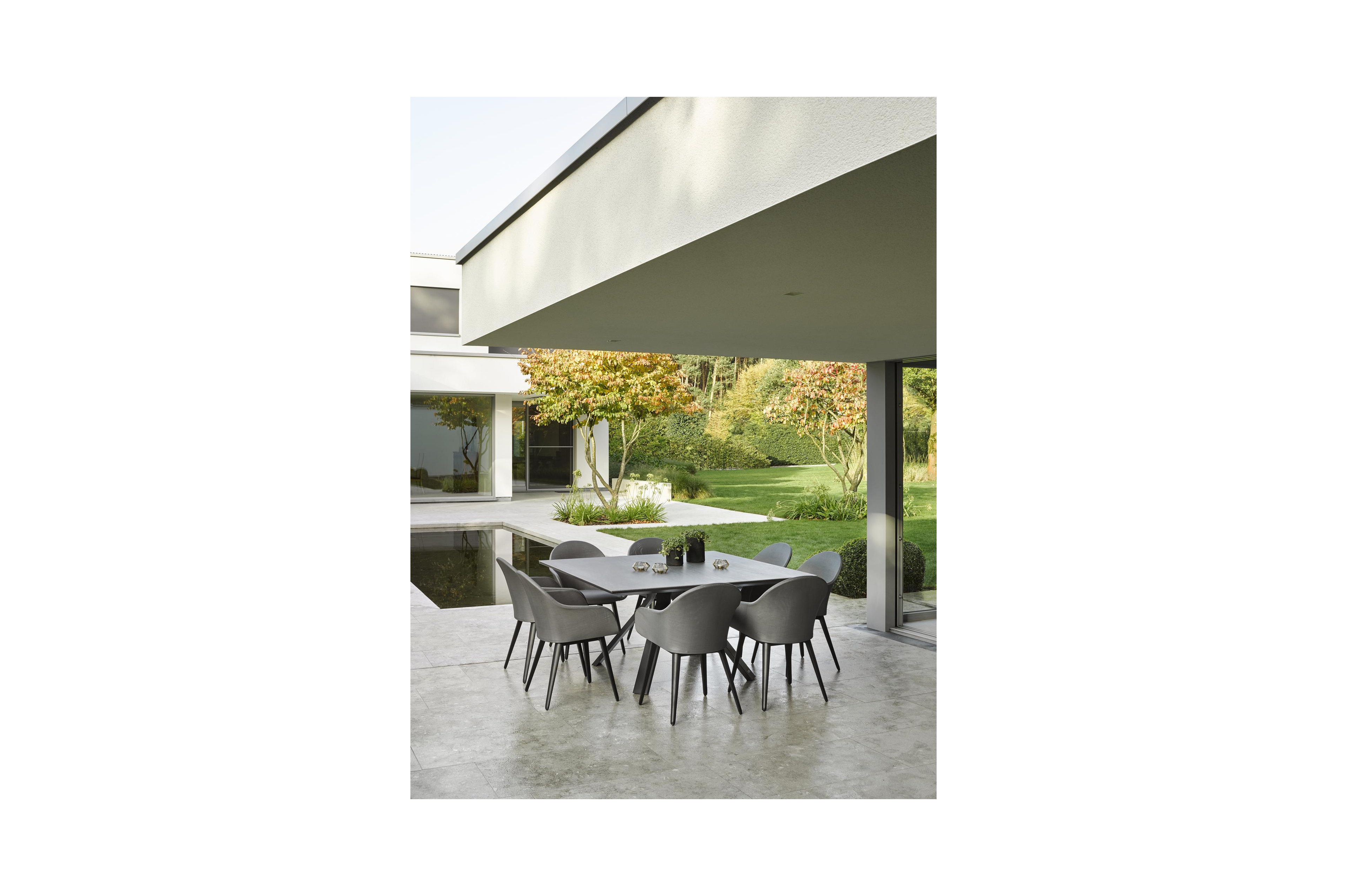 Cesano tuintafel in zwart aluminium en volkeramiek aspen grey - L 148 x B 148 x H 74,5 cm