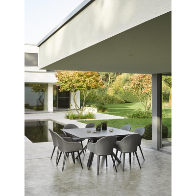 Cesano tuintafel in zwart aluminium en volkeramiek aspen grey - L 148 x B 148 x H 74,5 cm