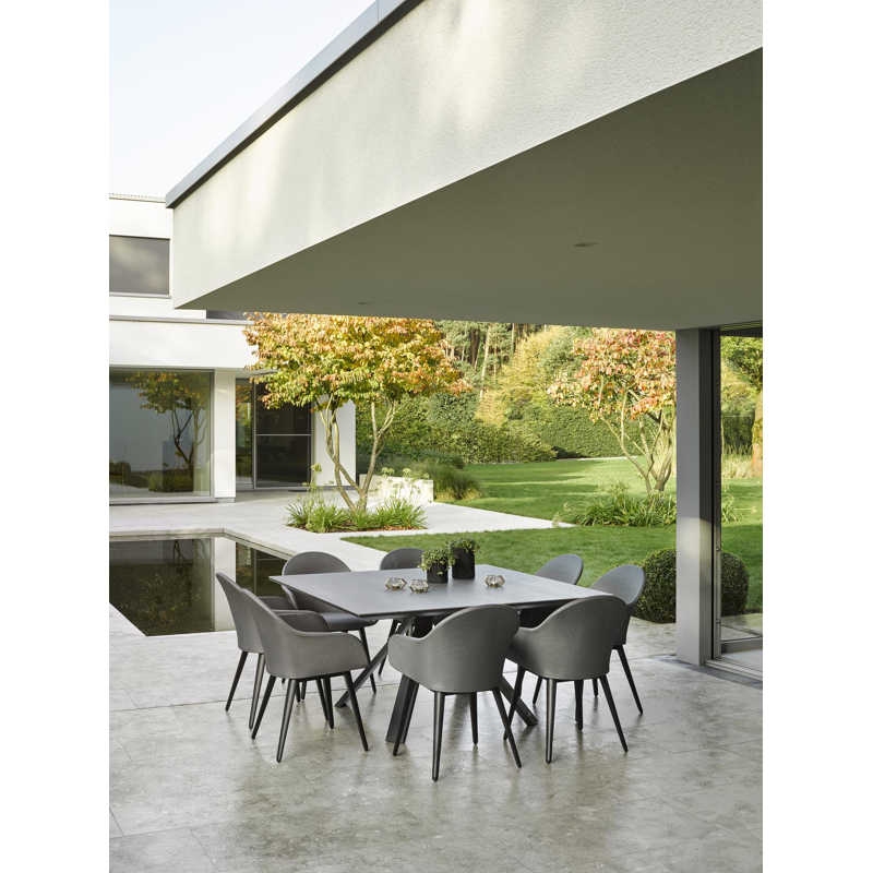 Cesano tuintafel in zwart aluminium en volkeramiek aspen grey - L 148 x B 148 x H 74,5 cm