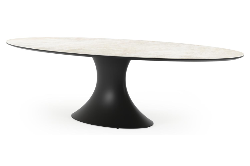 Fano tuintafel ovaal in zwart aluminium en volkeramiek Rapolano L 290 x B 148 cm
