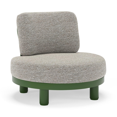 Donato loungestoel in groen aluminium met all weather sunbrella® luxe Tundra Pepper kussen