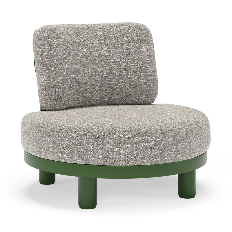 Donato loungestoel in groen aluminium met all weather sunbrella® luxe Tundra Pepper kussen