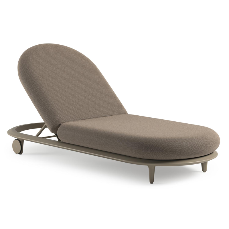 Chaise longue réglable Bomero en aluminium beige avec firenze earth all weather solica coussin