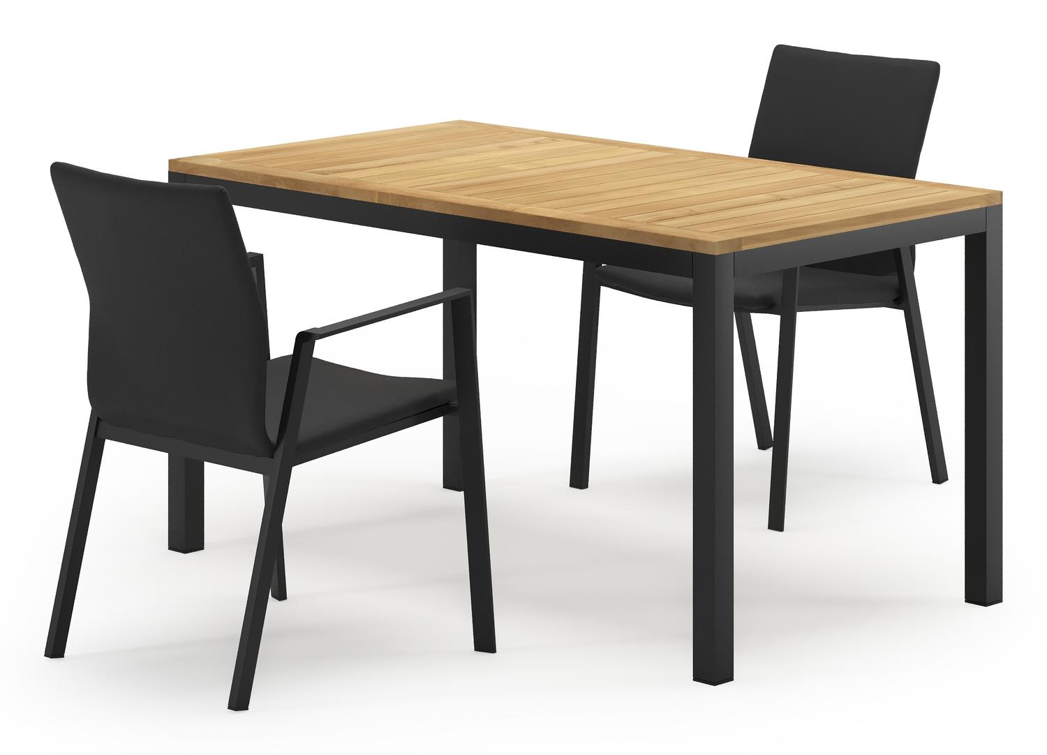 Feltro tuinset in zwart aluminium en teak Natural Finish met 2 Madura tuinstoelen