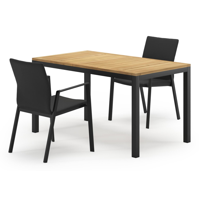 Feltro tuinset in zwart aluminium en teak Natural Finish met 2 Madura tuinstoelen