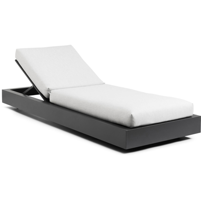 Como verstelbaar ligbed in zwart aluminium met natte grey chine all weather sunbrella® luxe kussens