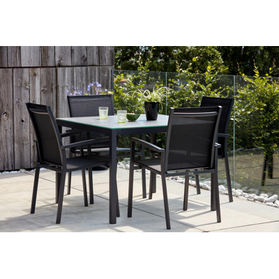 Ancona stapelbare tuinstoel zwart - aluminium en textilene