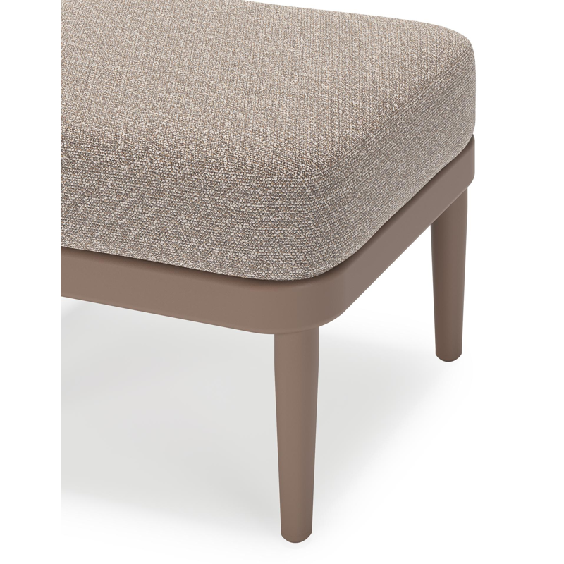 Orso poef in taupe aluminium met Wander Manioc all weather sunbrella® luxe kussen