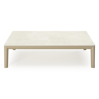 Tolosa loungetafel in beige aluminium en beige sintered stone - L 90 x B 90 x H 38 cm