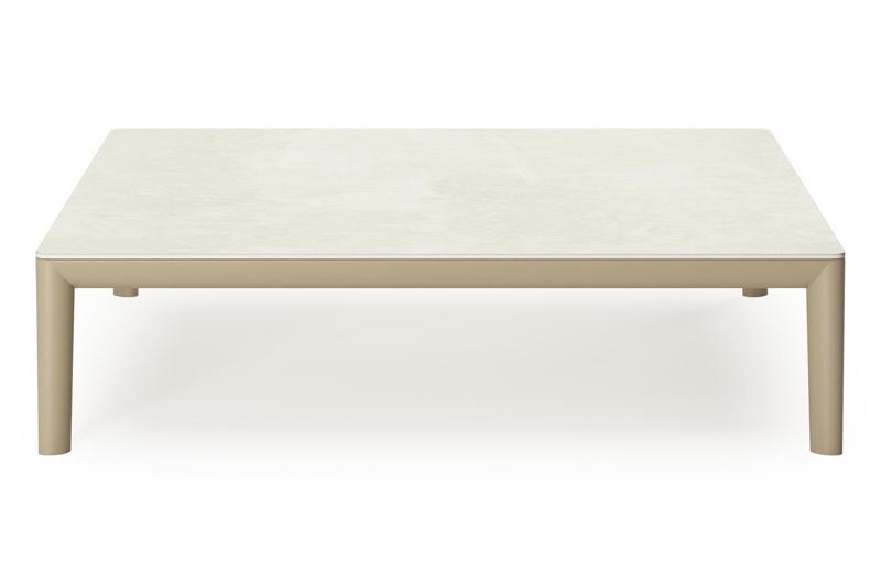 Tolosa loungetafel in beige aluminium en beige sintered stone - L 90 x B 90 x H 38 cm