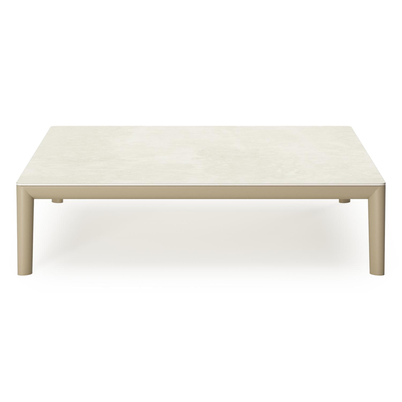 Tolosa loungetafel in beige aluminium en beige sintered stone - L 90 x B 90 x H 38 cm