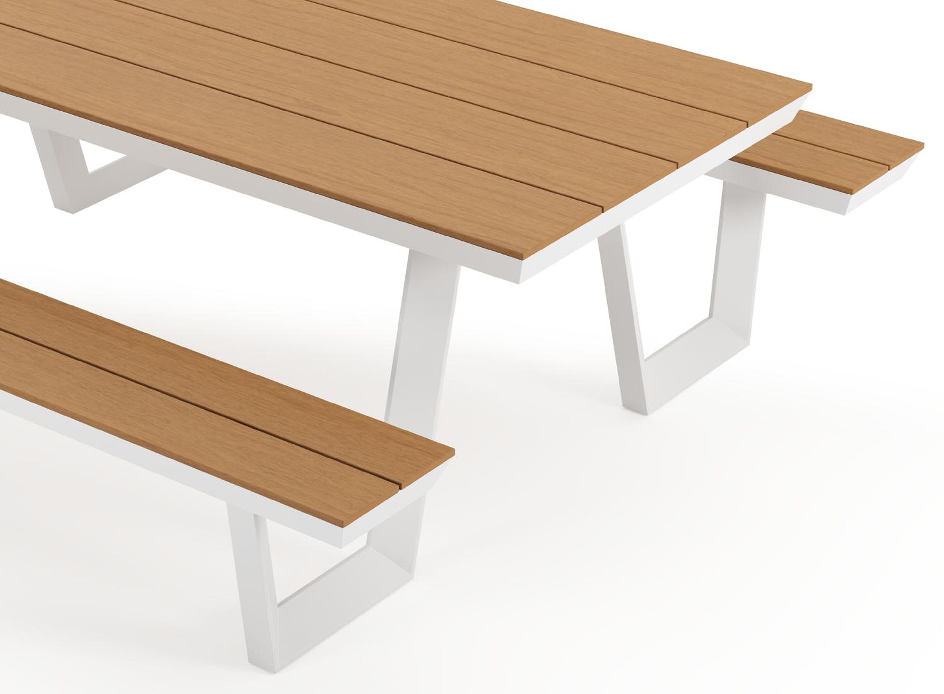 Table de pique-nique Altura en aluminium blanc et polywood - Lg 220 x Larg 174 x H 74 cm