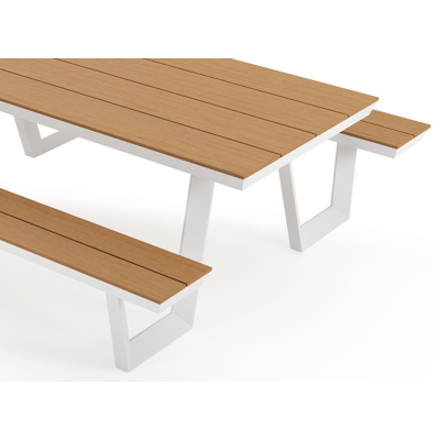 Altura picknicktafel in wit aluminium en polywood tafelblad - L 220 x B 174 x H 74 cm