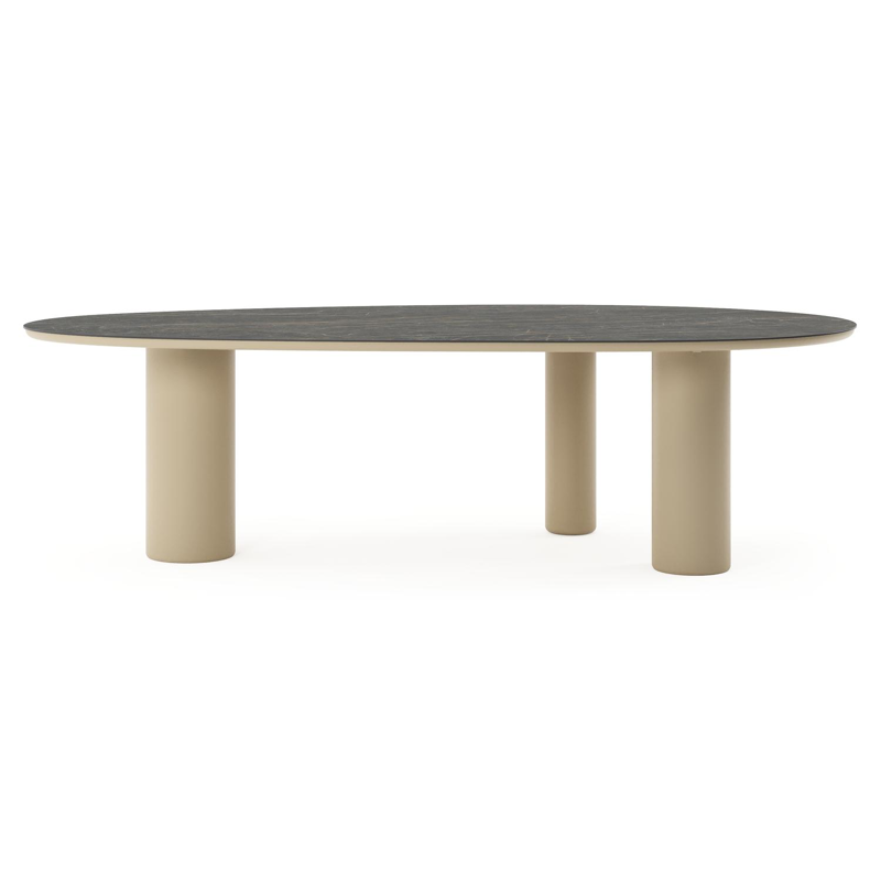 Amico tuintafel mango in beige aluminium en volkeramiek Black Obsession - L 260 x B 130 x H 73.5 cm