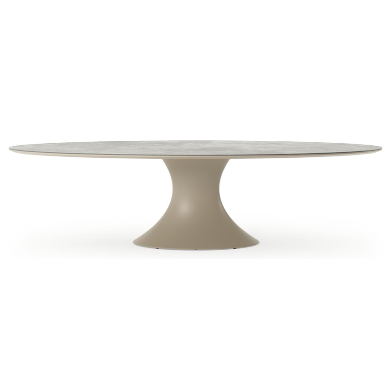 Fano tuintafel ovaal in beige aluminium en volkeramiek Shilin - L 290 x B 148 x H 75 cm