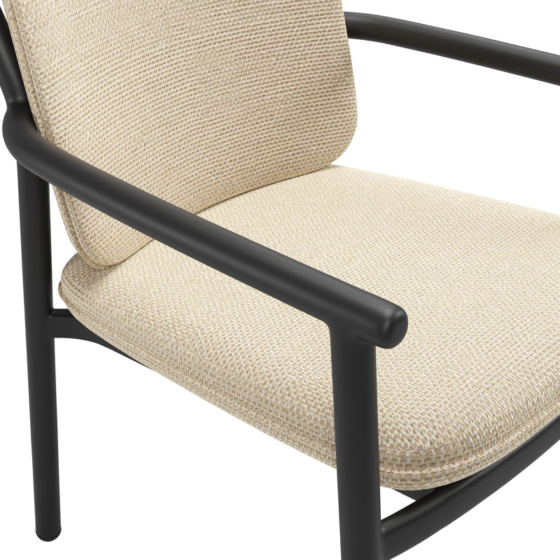 Bono stapelbare tuinstoel in zwart aluminium met stoelkussen in All Weather Cosytica Althea Camel